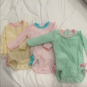 Ruffle Butts Pastel Striped Bodysuit Trio